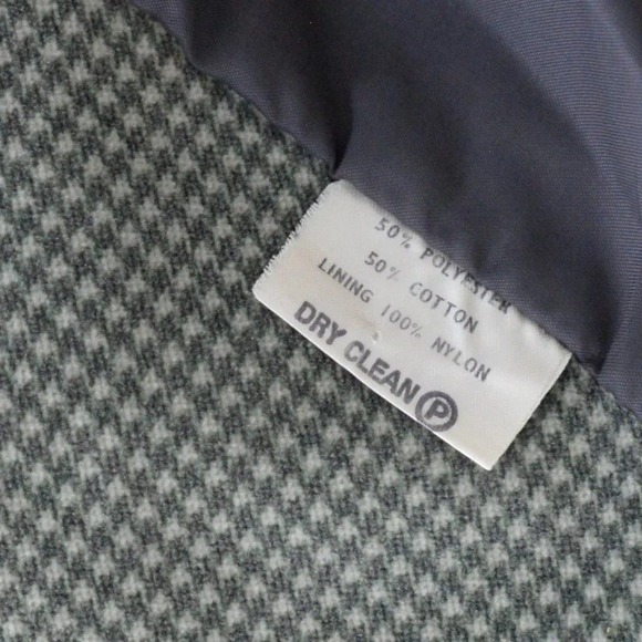 Vintage Olive 50% Cotton Houndstooth Two Button Blazer - Picture 15 of 15